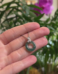 Baikalla Icy Deep Blue-Green "Ping An Kou" (Good Luck Button) Jadeite Jade Pendant W/ 18k White Gold Bail & Diamonds