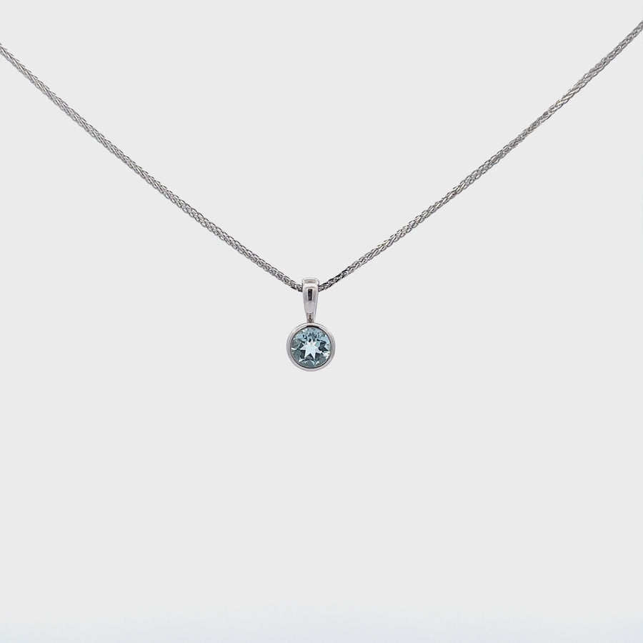 Baikalla Sterling Silver Round Aquamarine AAA Pendant Necklace