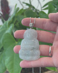 Genuine Burmese Blue Jadeite Jade Guanyin Necklace