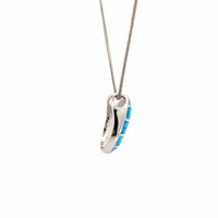 Baikalla Jewelry Gemstone Pendant Necklace Blue Opal Baikalla Sterling Silver Lab-Made Opal Turtle Shell Pendant Necklace