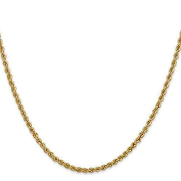 Baikalla Jewelry 14K Yellow Gold Chain 18 in 14K 2.5 mm Solid Diamond-cut Rope with Lobster Clasp Gold Chain