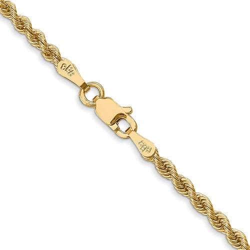 Baikalla Jewelry 14K Yellow Gold Chain 14K 2.5 mm Solid Diamond-cut Rope with Lobster Clasp Gold Chain