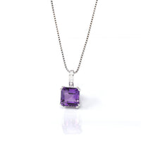 Baikalla Jewelry Silver Amethyst Necklace Amethyst Baikalla™ Classic Sterling Silver Natural Amethyst Citrine Pendant Necklace With CZ