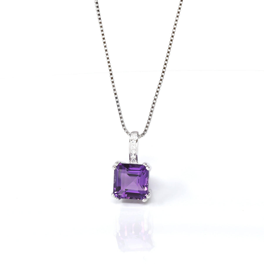 Baikalla Jewelry Silver Amethyst Necklace Amethyst Baikalla™ Classic Sterling Silver Natural Amethyst Citrine Pendant Necklace With CZ