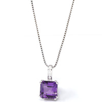 Baikalla Jewelry Silver Amethyst Necklace Amethyst Baikalla™ Classic Sterling Silver Natural Amethyst Pendant Necklace With CZ