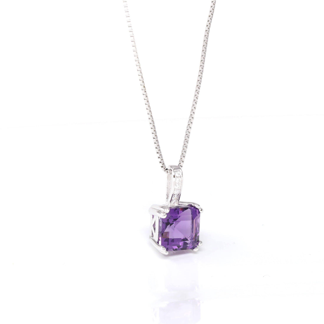 Baikalla Jewelry Silver Amethyst Necklace Baikalla™ Classic Sterling Silver Natural Amethyst Citrine Pendant Necklace With CZ