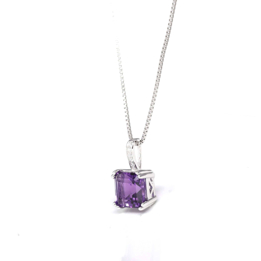 Baikalla Jewelry Silver Amethyst Necklace Baikalla™ Classic Sterling Silver Natural Amethyst Citrine Pendant Necklace With CZ