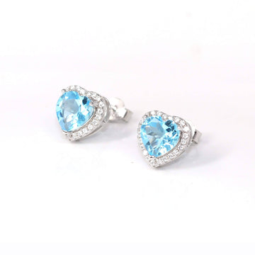 Baikalla Jewelry Silver Gemstones Earrings Swiss Blue Topaz Baikalla™ Classic Sterling Silver Natural Amethyst Citrine Garnet Earrings With CZ