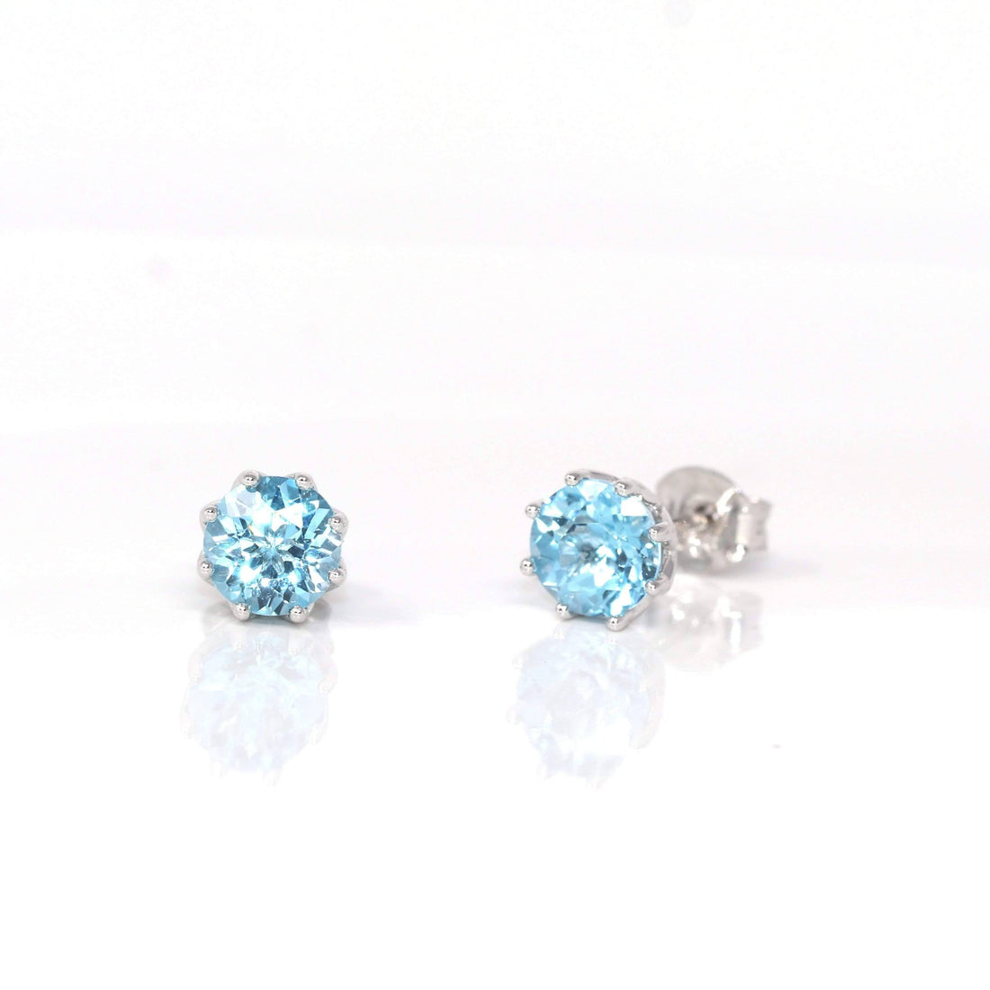 Baikalla Jewelry Silver Gemstones Earrings Baikalla™ Classic Sterling Silver Natural Swiss Blue Topaz Stud Earrings