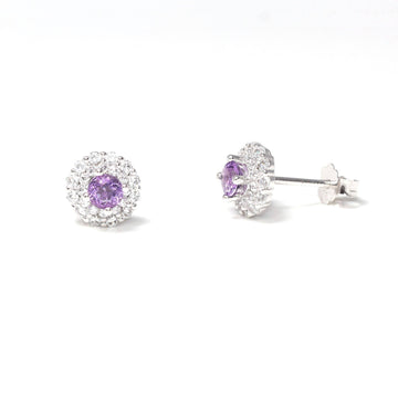 Baikalla Jewelry Silver Gemstones Earrings Amethyst Baikalla™ Classic Sterling Silver Natural Amethyst Topaz Stud Earrings With CZ