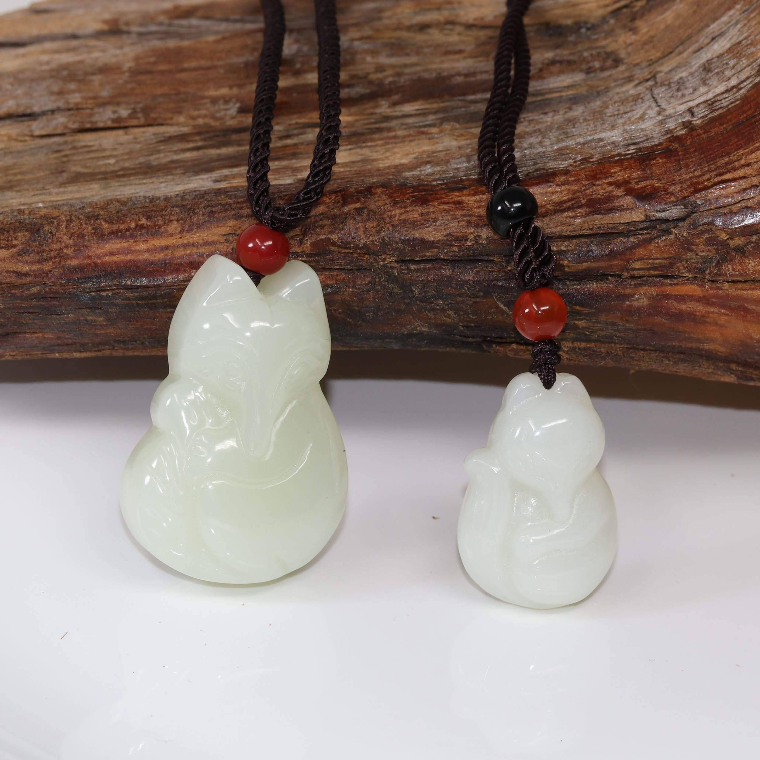 Real Jade Genuine Nephrite White Jade Fox Pendant Necklace – BKLA