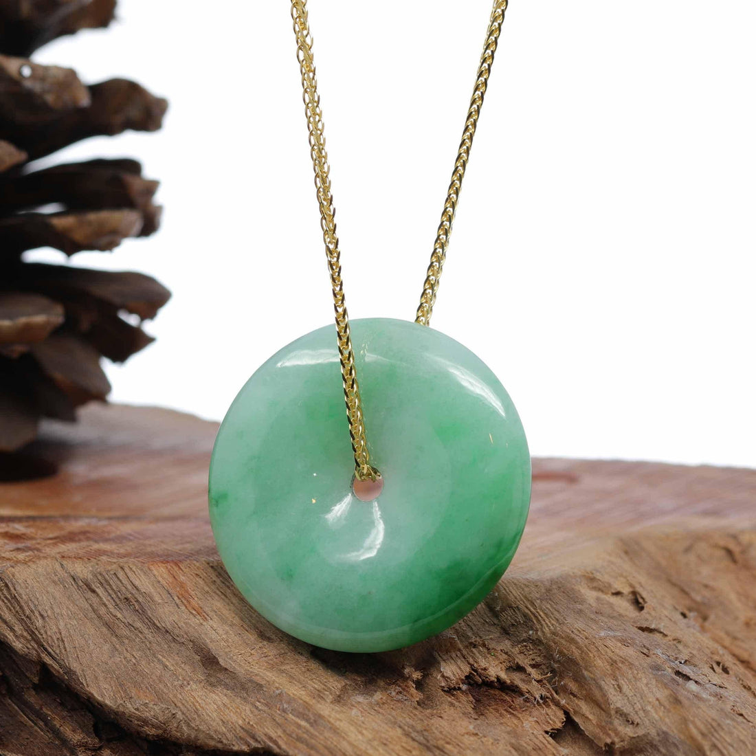 Jade Donut and Agarwood Bead Pendant with Sterling Silver Necklace –  EssentialsAC