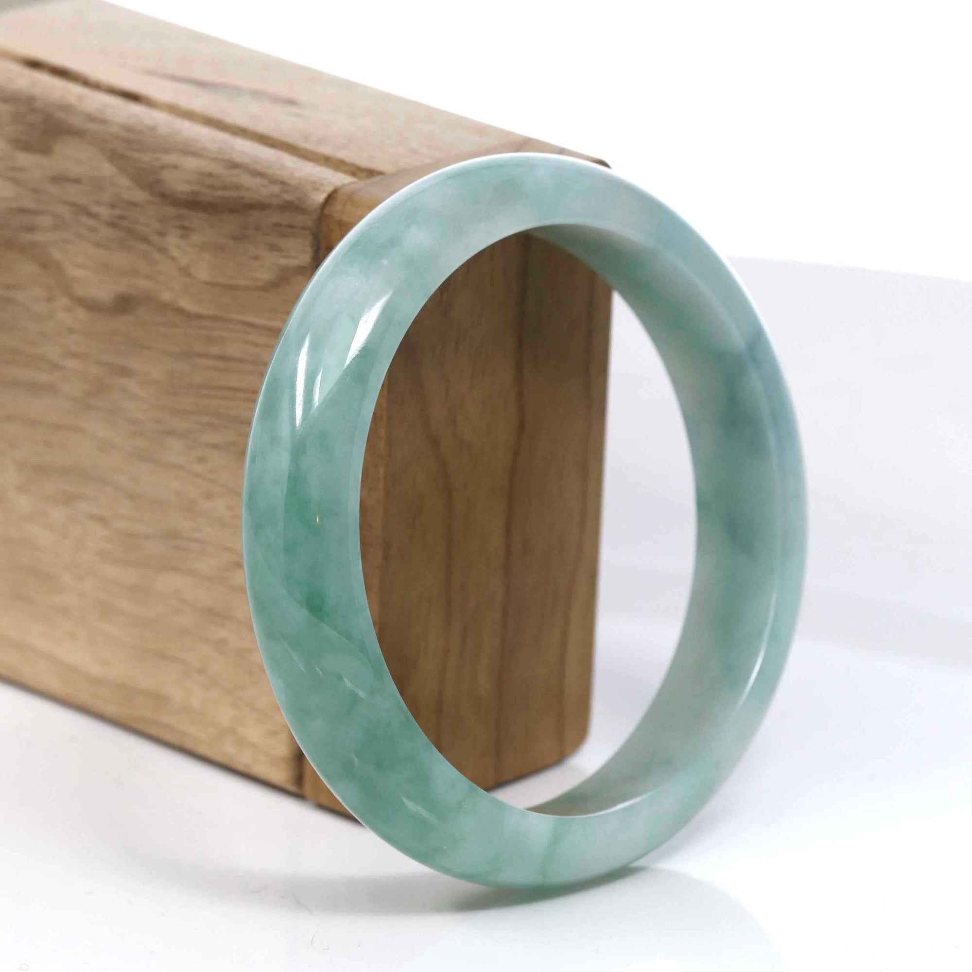 Baikalla Jewelry Jadeite Jade Bangle Bracelet Baikalla Blue-Green Classic Real Jadeite Jade Bangle Bracelet (59.08mm) #390