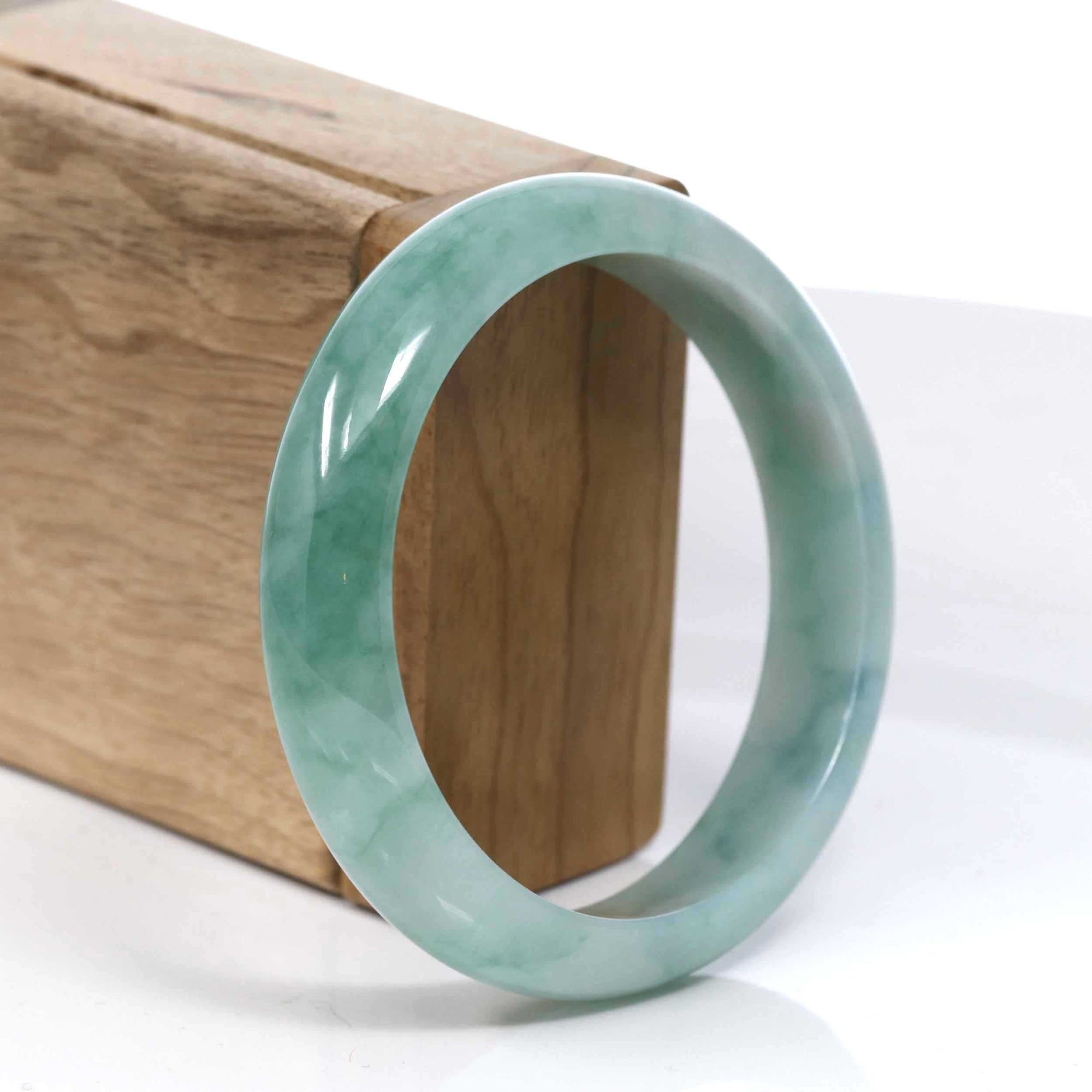Baikalla Jewelry Jadeite Jade Bangle Bracelet Baikalla Blue-Green Classic Real Jadeite Jade Bangle Bracelet (59.08mm) #390