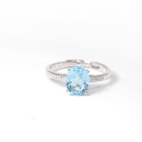 Baikalla Jewelry Gemstone Ring Swiss Blue Baikalla™ Sterling Silver Oval Swiss Blue Topaz & Amethyst Ring