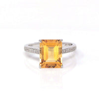 Baikalla Jewelry Gemstone Ring Baikalla™ Sterling Silver Emerald Cut Citrine Ring