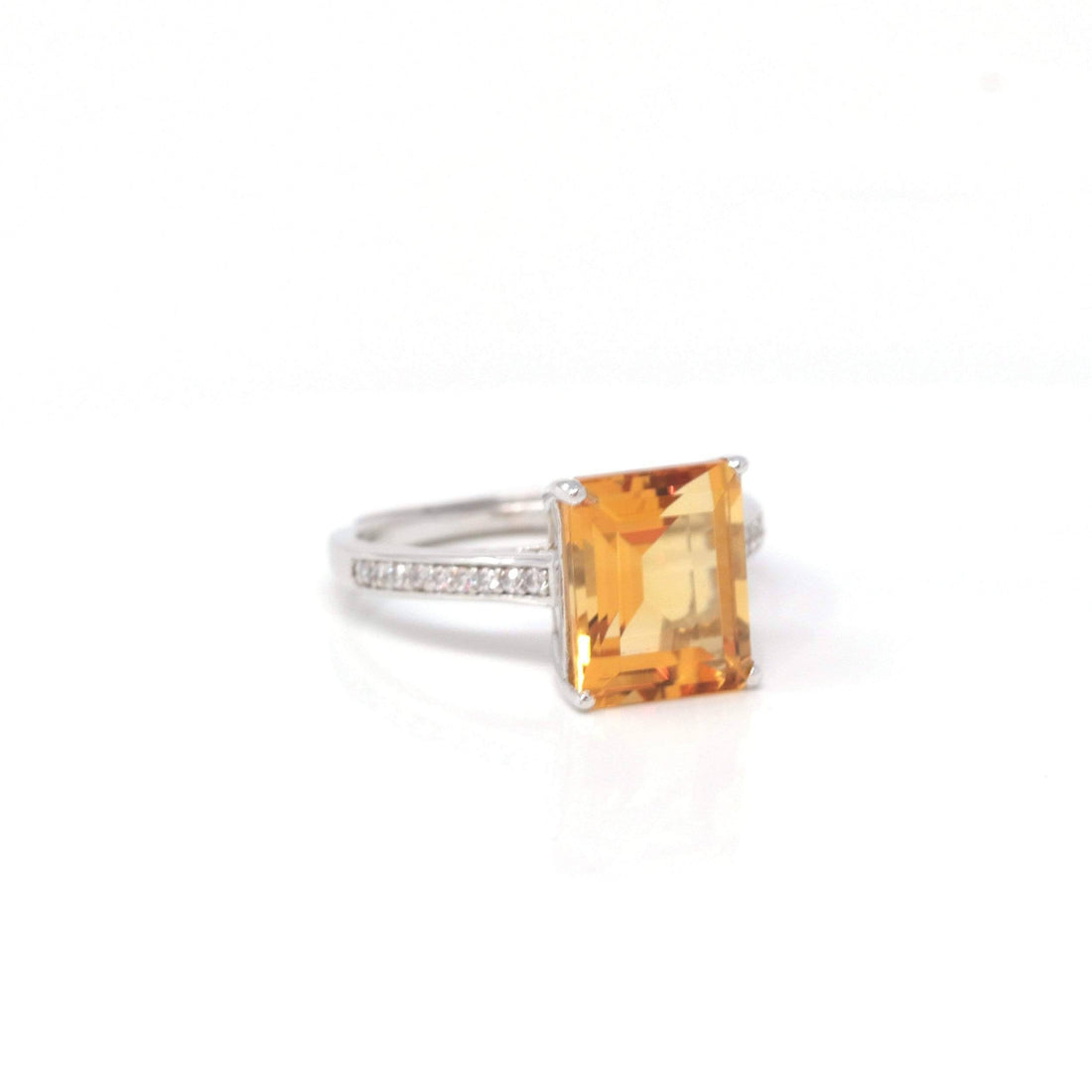 Baikalla Jewelry Gemstone Ring Baikalla™ Sterling Silver Emerald Cut Citrine Ring