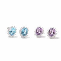 Baikalla Jewelry Silver Gemstones Earrings Baikalla™ Classic Sterling Silver Natural Amethyst Topaz Stud Earrings With CZ