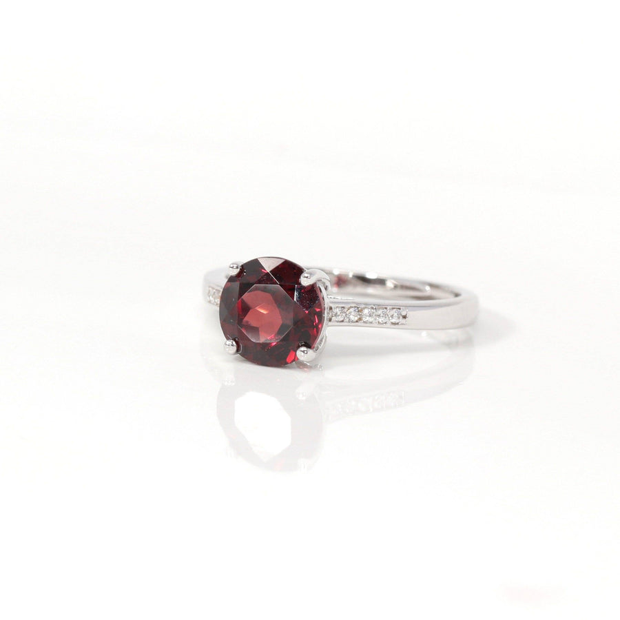 Baikalla Jewelry Gemstone Ring Baikalla™ Sterling Silver Natural Red Garnet Solitaire Ring