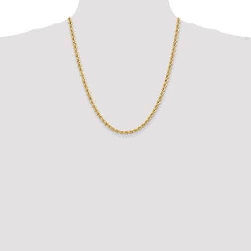 Baikalla Jewelry 14K Yellow Gold Pendant 14K 4 mm Solid Diamond-cut Rope Yellow Chain with Lobster Clasp