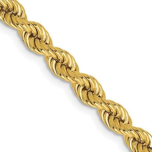 Baikalla Jewelry 14K Yellow Gold Pendant 18 in 14K 4 mm Solid Diamond-cut Rope Yellow Chain with Lobster Clasp