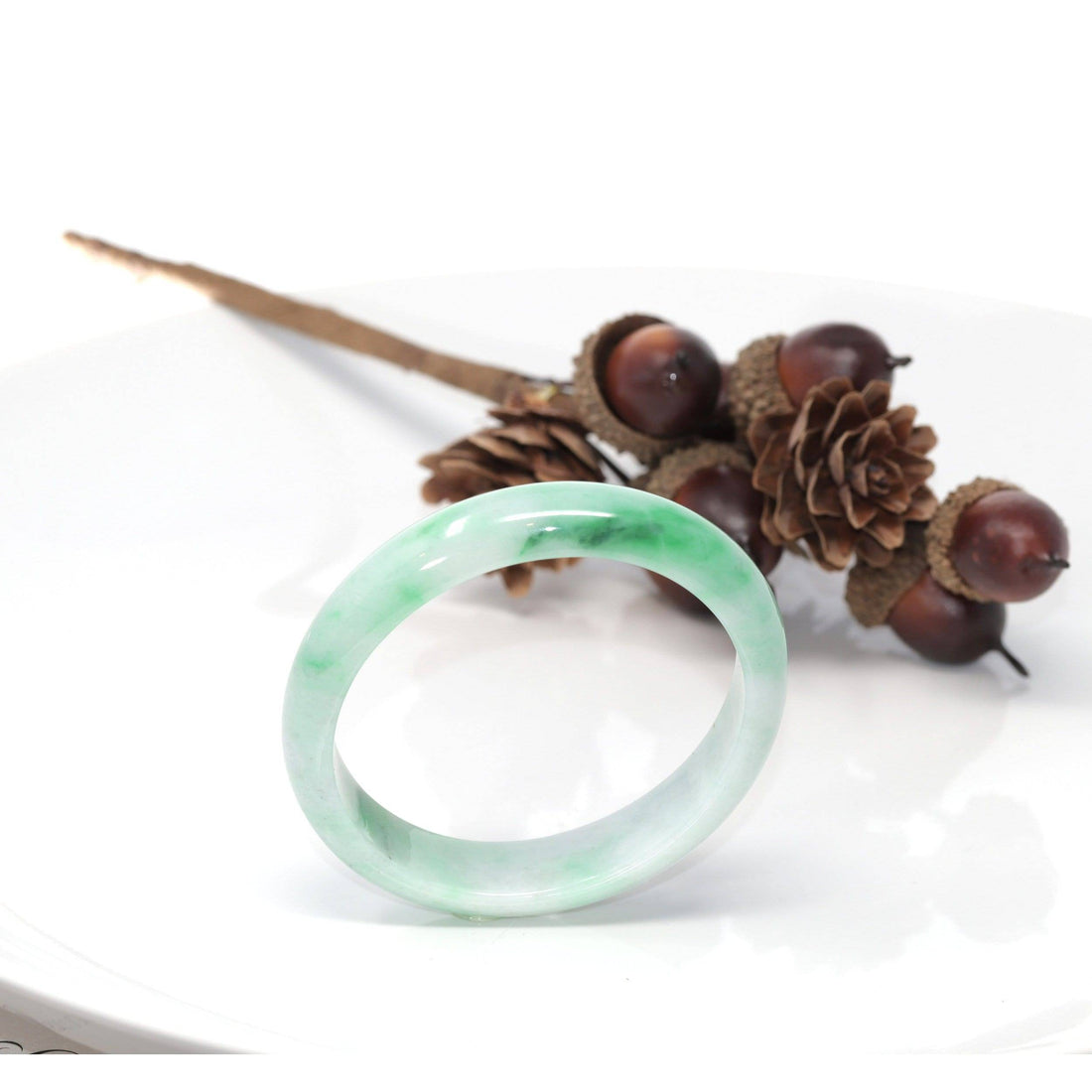 Baikalla Jewelry Jadeite Jade Bangle Bracelet Genuine Burmese Jadeite Jade Oval Bangle Bracelet ( 56.75 mm )#137