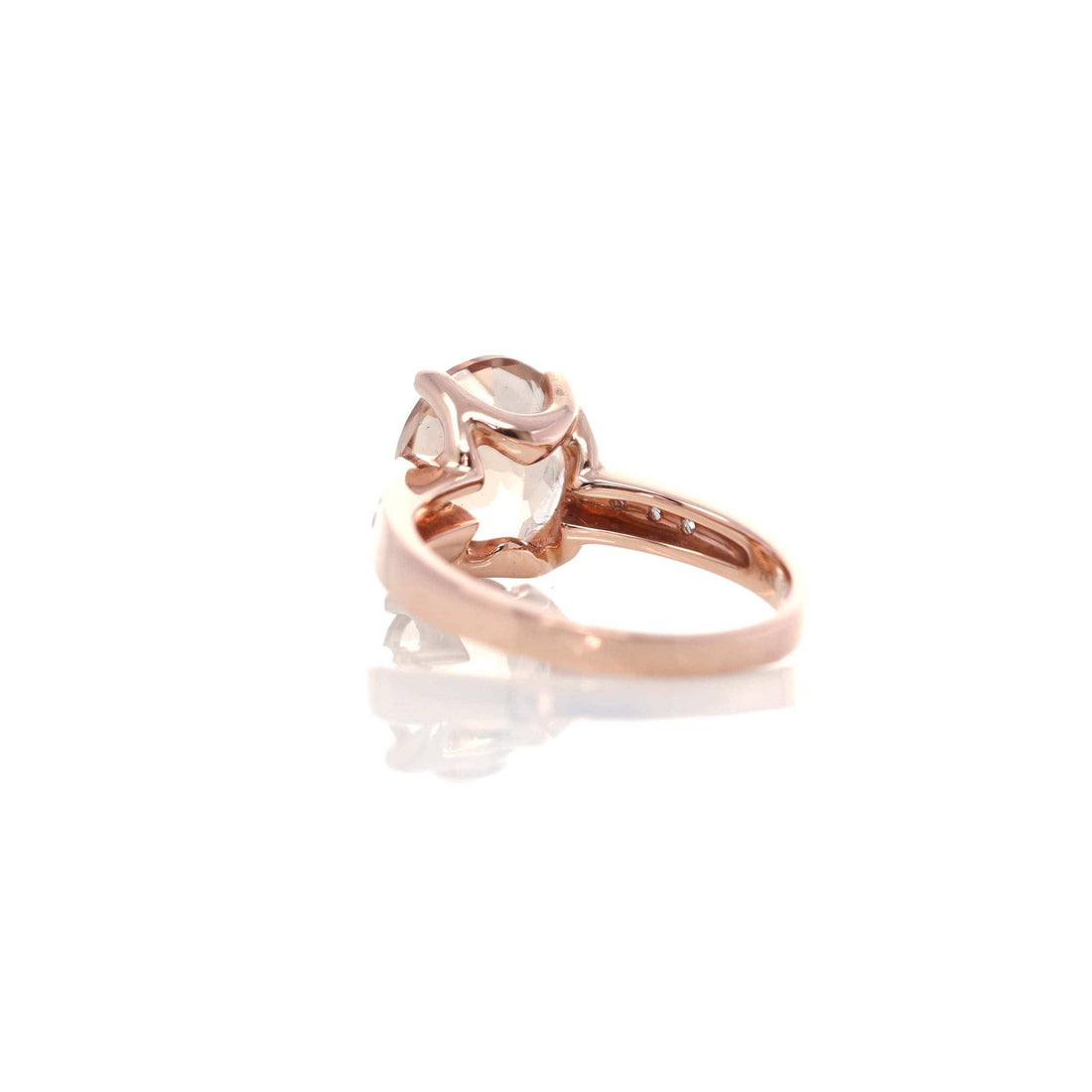 Baikalla Jewelry Gold Amethyst Ring 14k Rose Gold Natural Champagne Morganite Ring with Diamonds