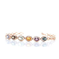 Baikalla Jewelry Gold Ruby Bracelet Baikalla™ 18K Rose Gold Natural Color Sapphire and Diamond Bypass Hinge Bracelet