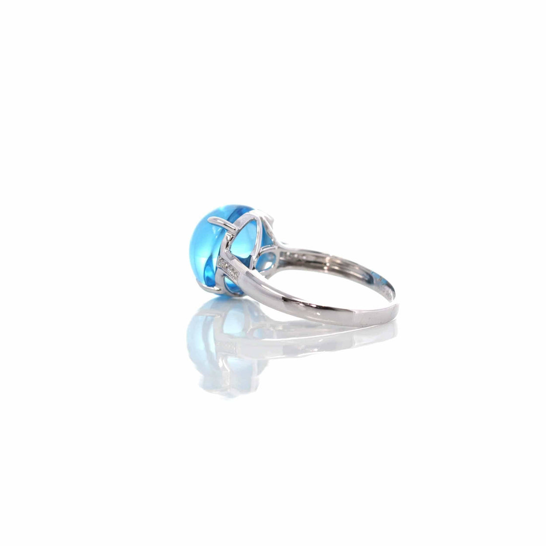 Baikalla Jewelry 18k Gold Topaz Ring 18k White Gold Genuine Swiss Blue Topaz Ring with Diamonds