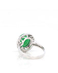 Baikalla Jewelry Jadeite Engagement Ring 18k White Gold Imperial Green Jadeite Jade Ring With Diamonds