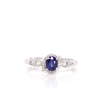 Baikalla Jewelry Gold Amethyst Ring 18k White Gold Natural Blue Sapphire Ring with Diamonds