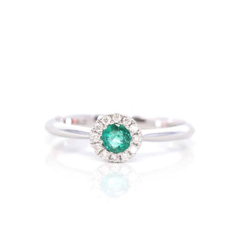 Baikalla Jewelry Gold Sapphire Ring 14k White Gold Natural Emerald Ring With Diamond