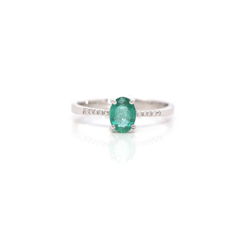 Baikalla Jewelry Gold Sapphire Ring 5 14k White Gold Natural Emerald Ring With Diamond