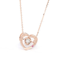 Baikalla Jewelry 18k Gold Ruby & Diamond Pendant Necklace Baikalla™ Love Collection 18K Rose Gold Genuine Red Ruby & Diamond Necklace