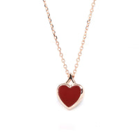 Baikalla Jewelry 18k Gold Agate & Diamond Pendant Necklace 18K Rose Gold Genuine Red Agate & Diamond Necklace(2 in 1)