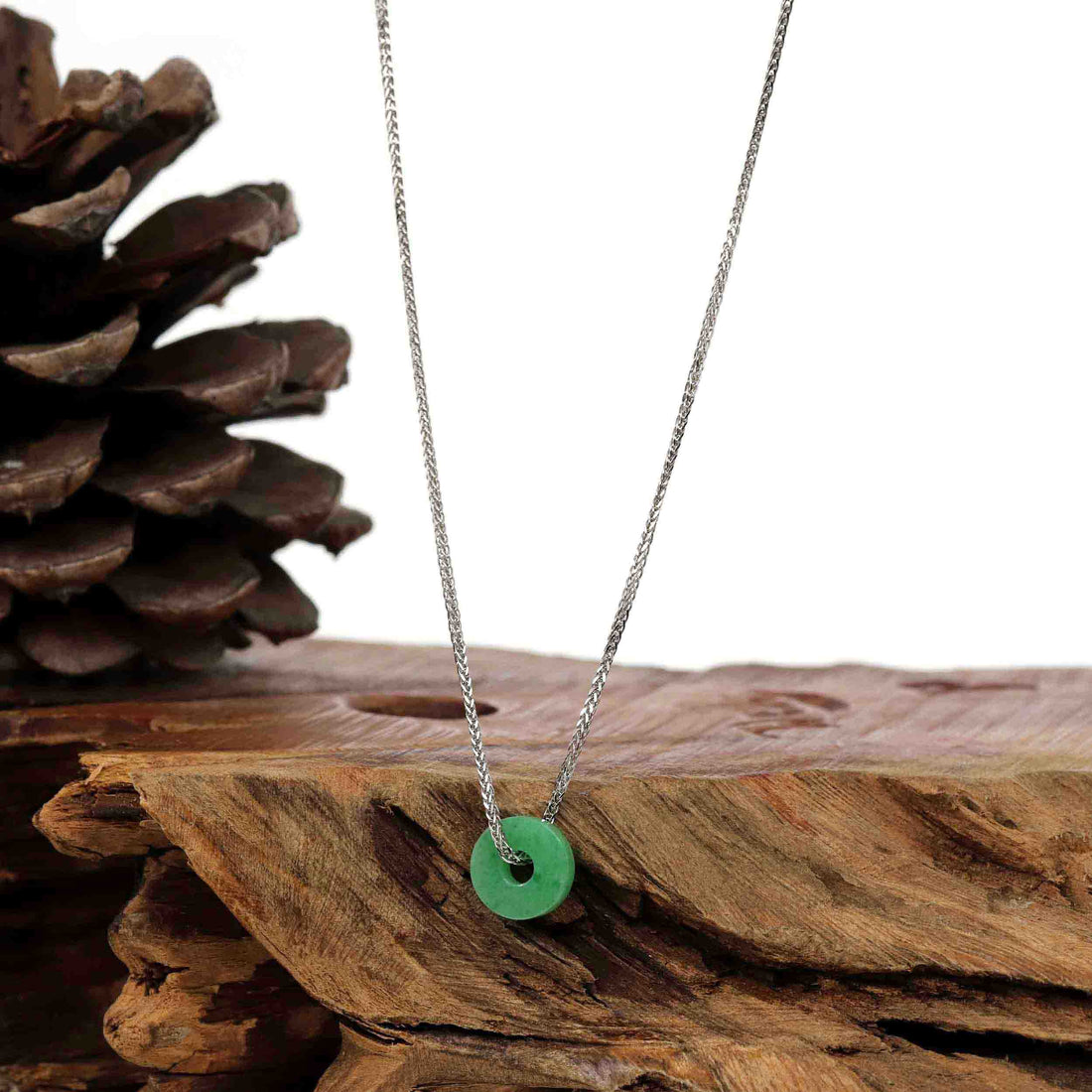 Baikalla Jewelry Jade Pendant Necklace Baikalla™ "Good Luck Button" Necklace Real Jadeite Jade Lucky KouKou Donut Pendant Necklace