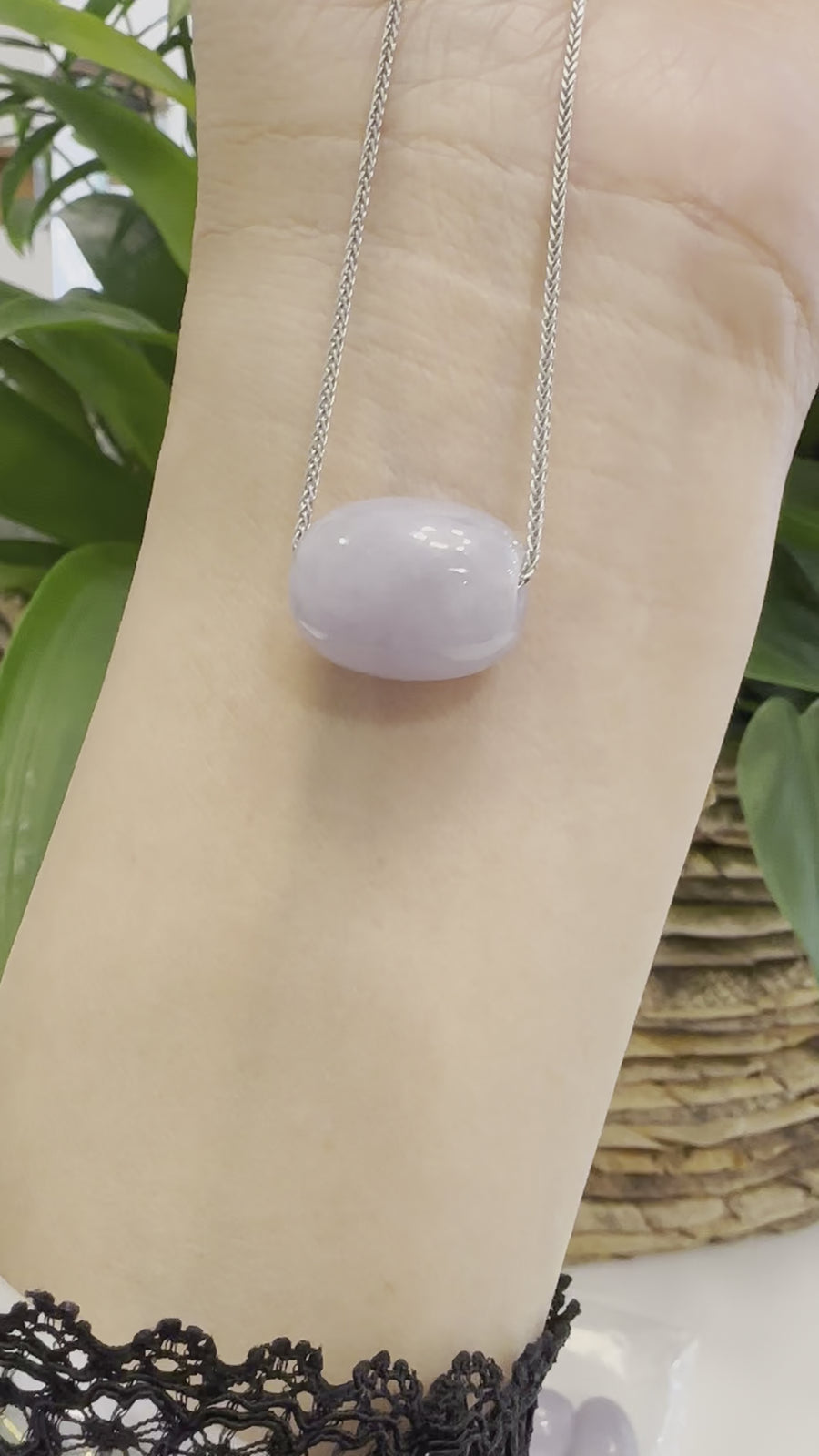 Baikalla™ "Good Luck Button" Necklace Real Lavender Jade Lucky TongTong Pendant Necklace
