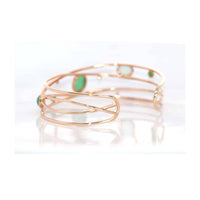 Baikalla Jewelry Gold Jade Bracelet 18k Rose Gold Oval Bracelet Bangle with Jadeite Jade & Diamonds