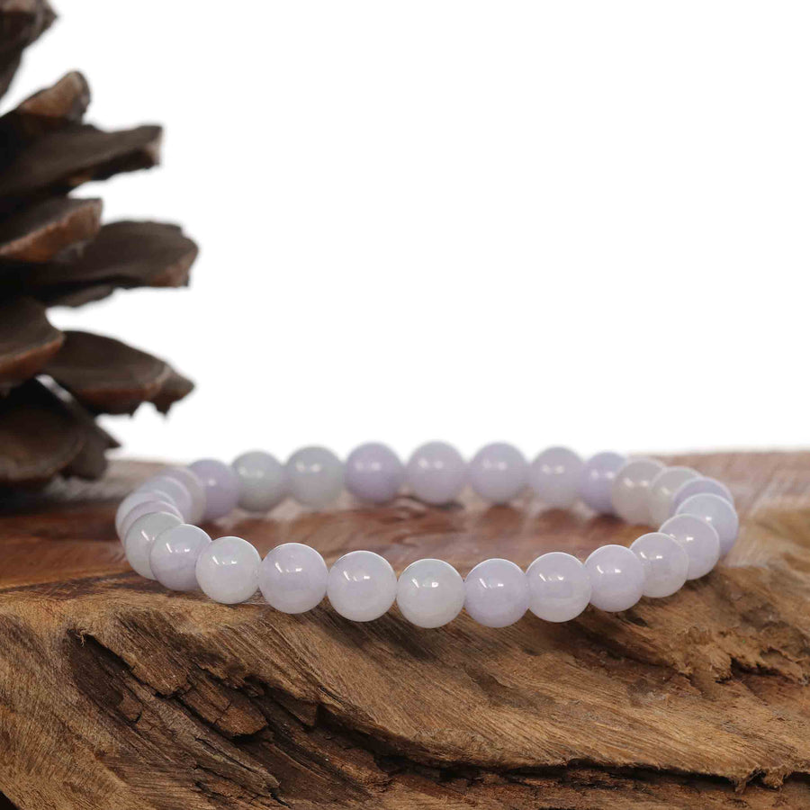Baikalla Jewelry jade beads bracelet 6.5 inches Jadeite Jade 7.5 mm Round Lavender Beads Bracelet ( 7.5 mm )