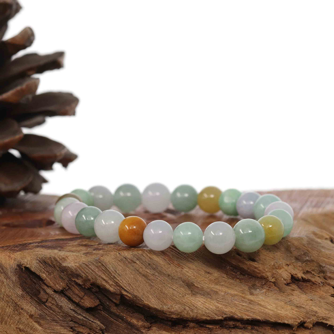 Baikalla Jewelry jade beads bracelet Genuine Jadeite Jade Round Multiple Colors Beads Bracelet ( 8 mm)