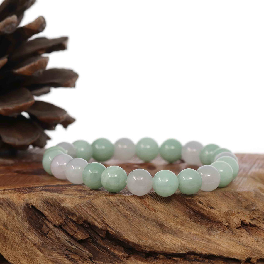 Baikalla Jewelry jade beads bracelet Jadeite Jade 9 mm Round Green Beads Bracelet ( 9 mm )