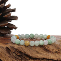 Baikalla Jewelry jade beads bracelet Genuine Jadeite Jade Round Multiple Colors Beads Bracelet ( 7.5 mm)