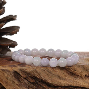 Baikalla Jewelry jade beads bracelet 6.5 inches Jadeite Jade 9 mm Round Lavender Beads Bracelet ( 9 mm )