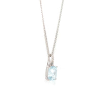 Baikalla Jewelry Gold Aquamarine Ring 14k White Gold Genuine Oval Aquamarine AA Pendant Necklace With Diamond