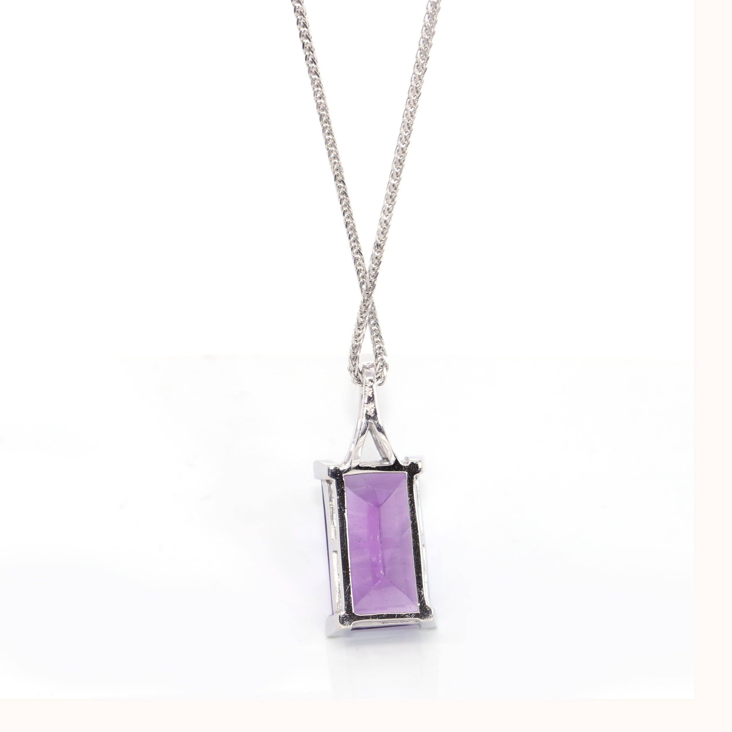 14k White Gold Genuine AAA Royal Amethyst Pendant Necklace – BKLA