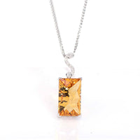 Baikalla Jewelry Gemstone Pendant Necklace Pendant Only 14k White Gold Genuine Citrine & Diamonds Pendant Necklace with Diamond