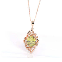 Baikalla Jewelry Gemstone Pendant Necklace Pendant Only 18k Rose Gold Genuine AAA Royal Peridot Pendant Necklace With CZ