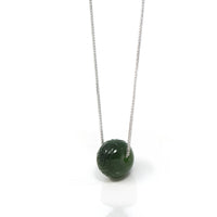 Baikalla Jewelry Jade Pendant Necklace Nephrite Green Jade Bead Pendant Necklace With Lucky Pattern