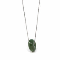Baikalla Jewelry Jade Pendant Necklace Baikalla™ "Good Luck Button" Necklace Real Green Jade Lucky KouKou Donut Pendant Necklace