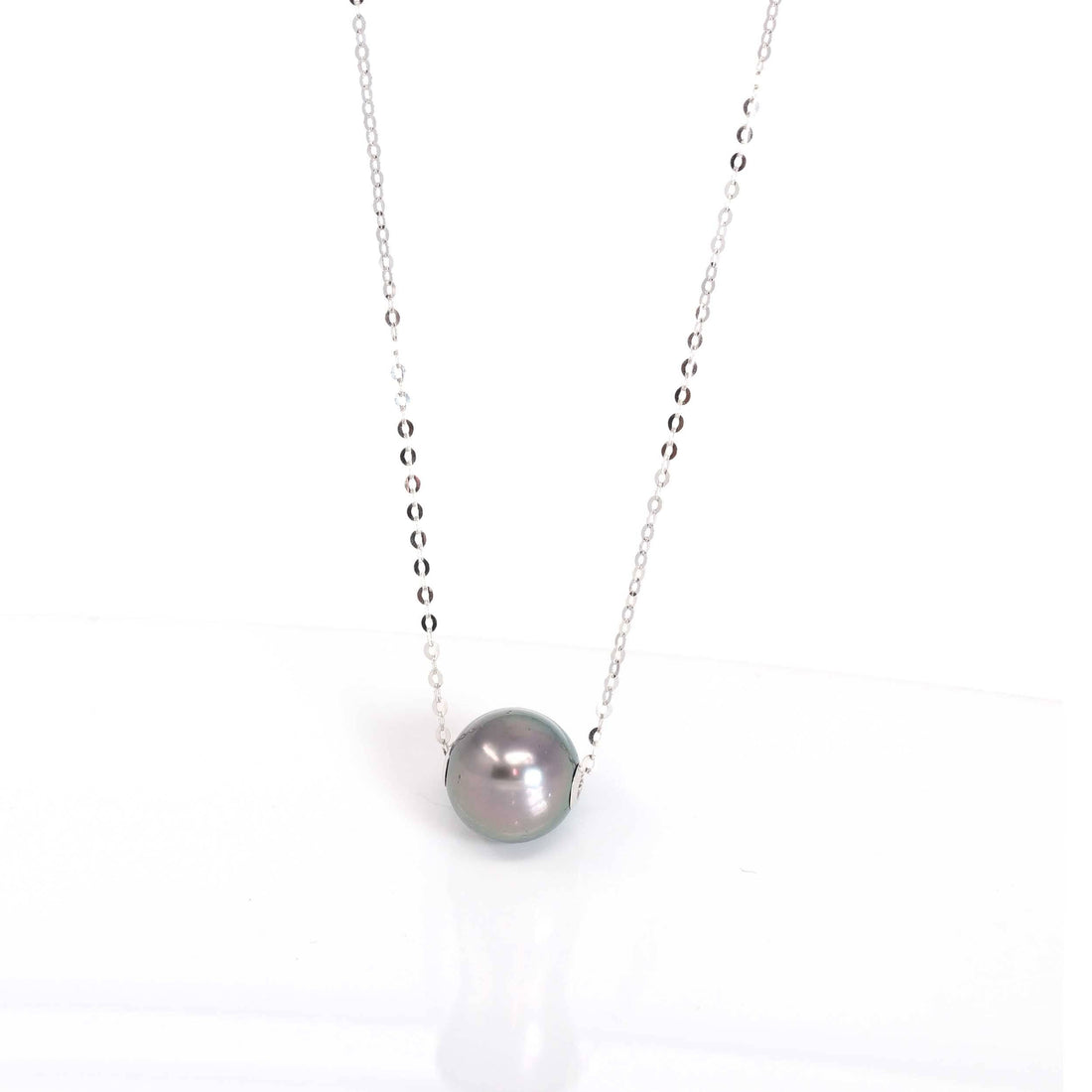 Baikalla Jewelry Gemstone Pendant Necklace 18k White Gold Tahitian AA Pearl Necklace